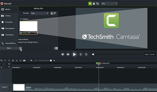 Phần mềm tạo Intro Video Camtasia.