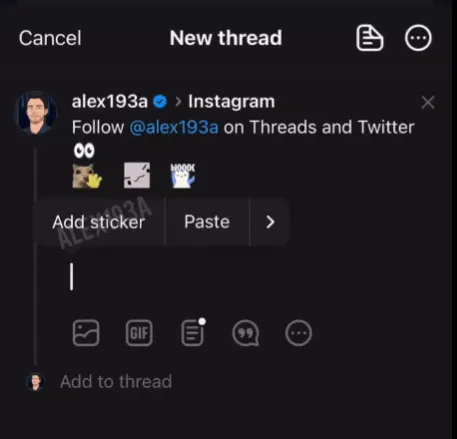Threads thử nghiệm nhãn dán động trong bài đăng